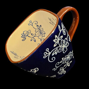 Temp-tations Floral Lace Cobalt Blue 12oz Mugs Set of 4 by Tara Ovenware